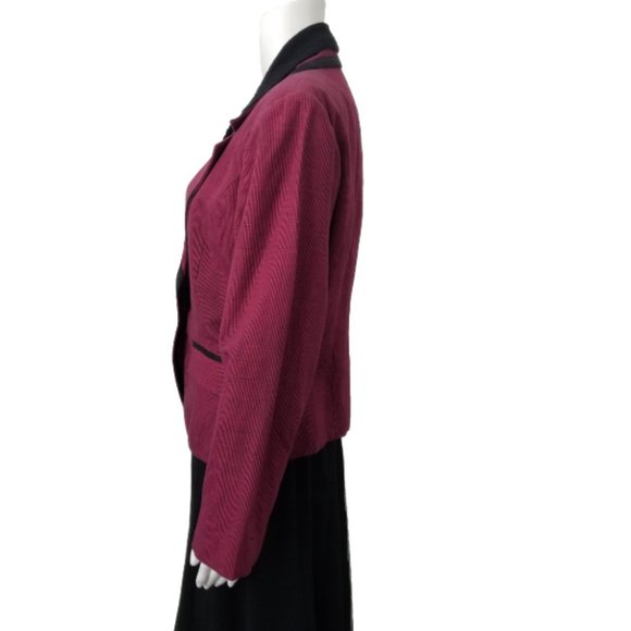 For Pete’s Sake Houndstooth Blazer Black Fuchsia Cotton Linen Womens Size Medium - Picture 2 of 6